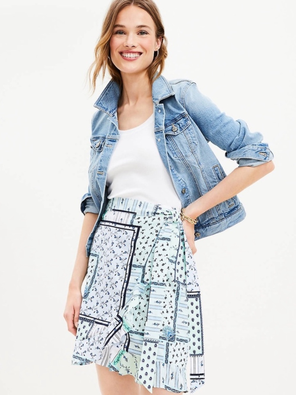 LOFT Patchwork Wrap Skirt